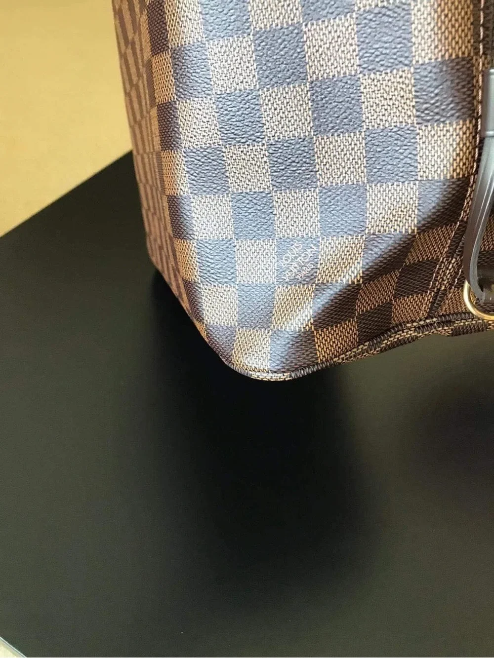 Louis Vuitton Brown Damier Tote with Red Interior